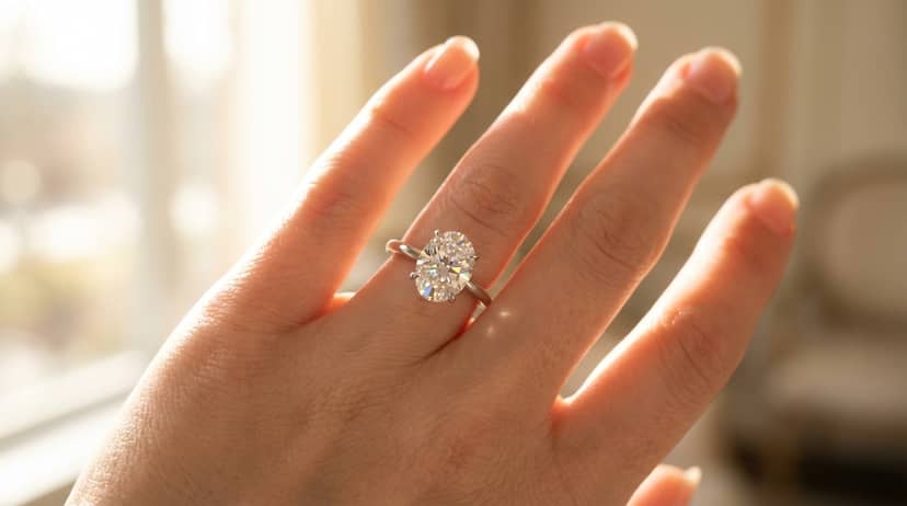 Diamante corte oval en mano Diamante corte oval en mano