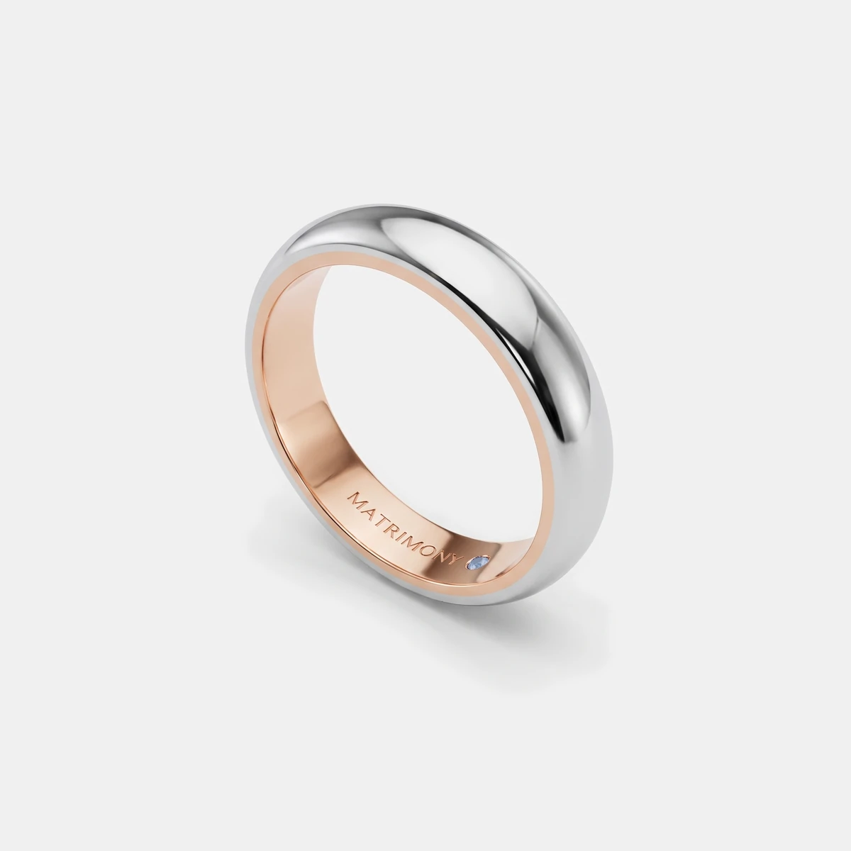 Argolla de matrimonio plana: interior en oro rosa